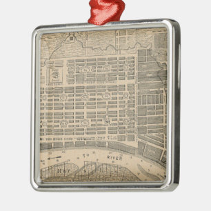 Vintage Map of Savannah Georgia (1818) Metal Tree Decoration