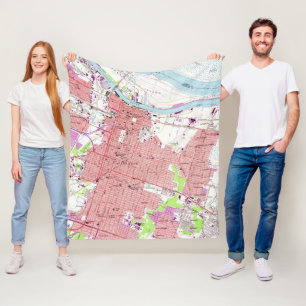 Vintage Map of Savannah Georgia (1955) 2 Fleece Blanket