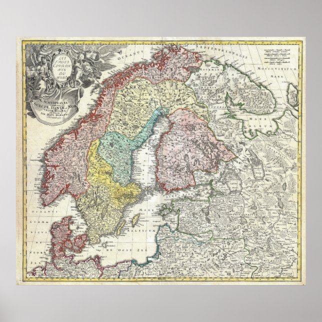 Vintage Map of Scandinavia (1730) Poster (Front)