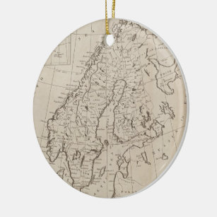 Vintage Map of Scandinavia (1800) Ceramic Tree Decoration
