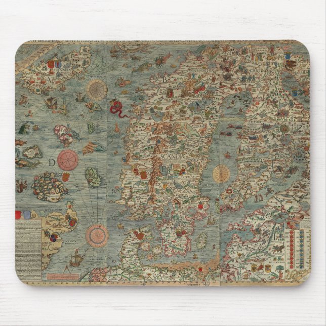 Vintage Map of Scandinavia Mouse Mat (Front)