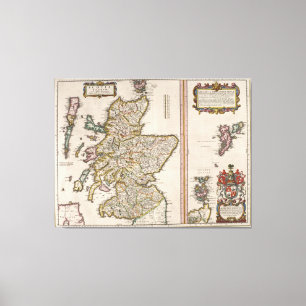 Vintage Map of Scotland (1654) Canvas Print