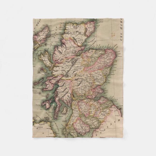 Vintage Map of Scotland (1814) Fleece Blanket (Front)