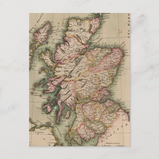 Vintage Map of Scotland (1814) Postcard (Front)