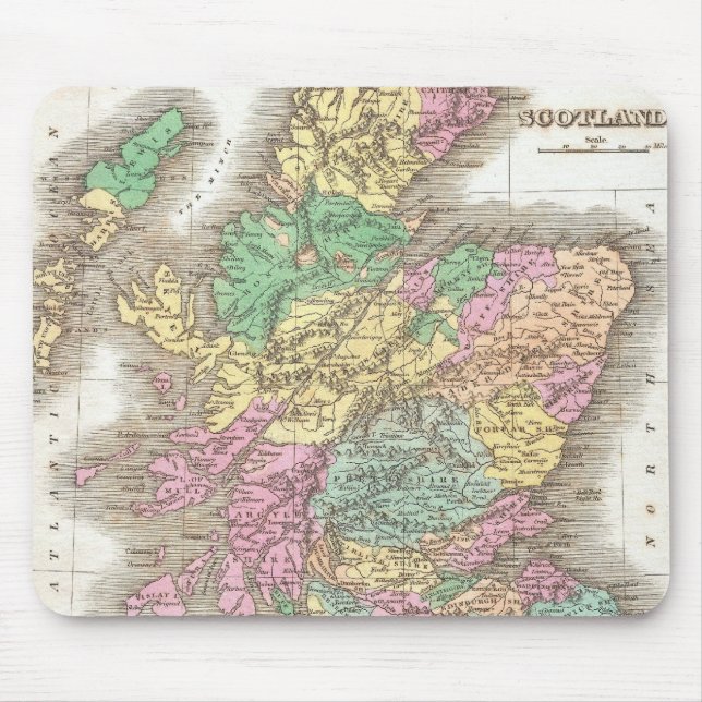 Vintage Map of Scotland (1827) Mouse Mat (Front)