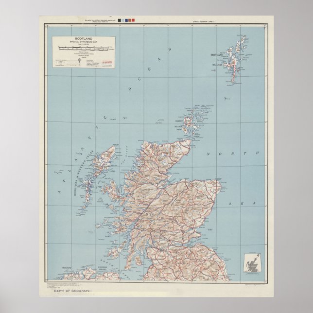 Vintage Map of Scotland (1943) Poster (Front)