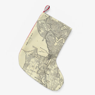 Vintage Map of Seattle (1914) Small Christmas Stocking