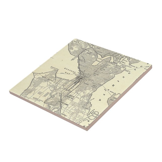 Vintage Map of Seattle (1914) Tile (Side)