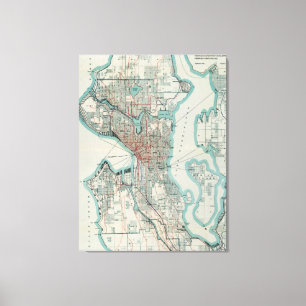 Vintage Map of Seattle Washington (1911) Canvas Print