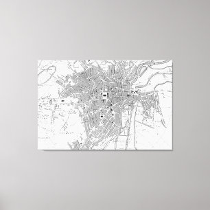 Vintage Map of Sheffield England (1823) Canvas Print