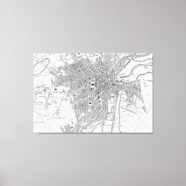 Vintage Map of Sheffield England (1823) Canvas Print (Front)