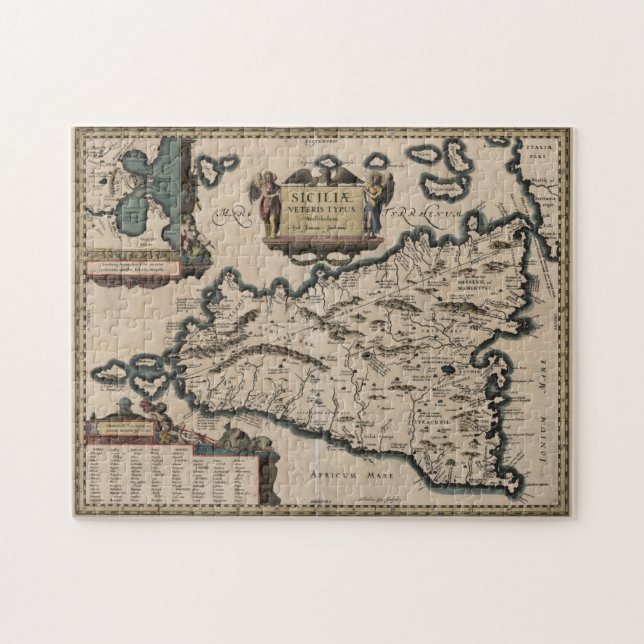 Vintage Map of Sicily Italy (1619) Jigsaw Puzzle (Horizontal)