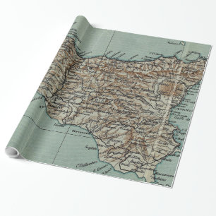 Vintage Map of Sicily Italy (1911) Wrapping Paper