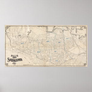Vintage Map of Somerville MA (1910) Poster