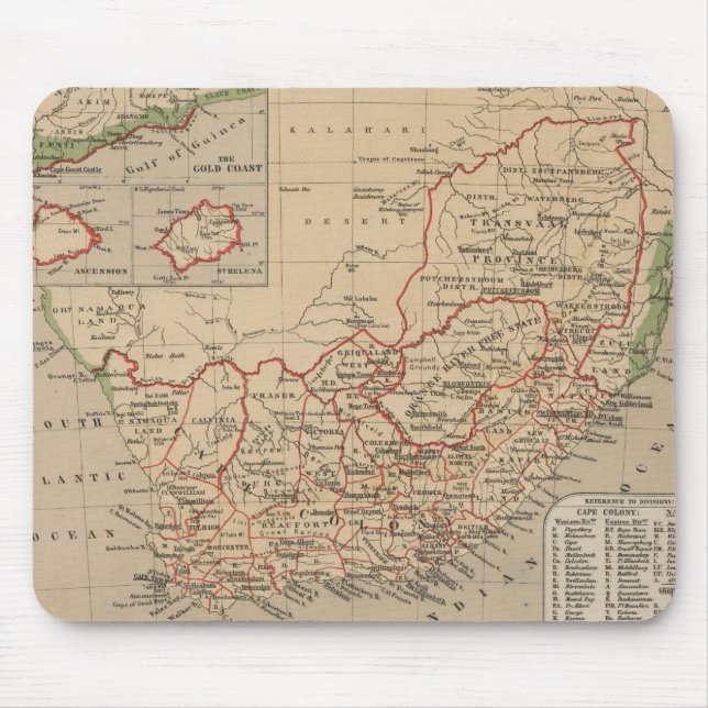 Vintage Map of South Africa (1880) Mouse Mat (Front)