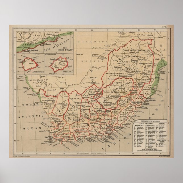 Vintage Map of South Africa (1880) Poster (Front)