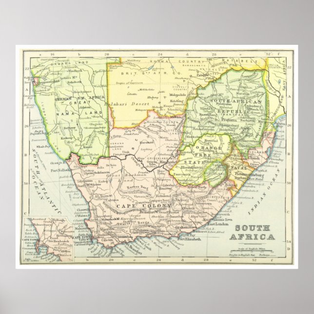 Vintage Map of South Africa (1899) Poster (Front)