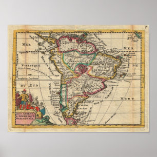 Vintage Map of South America (1747) Poster