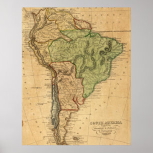 Vintage Map of South America (1821) Poster