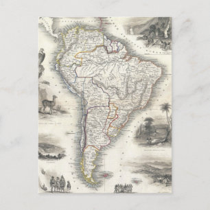 Vintage Map of South America (1850) Postcard