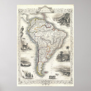 Vintage Map of South America (1850) Poster