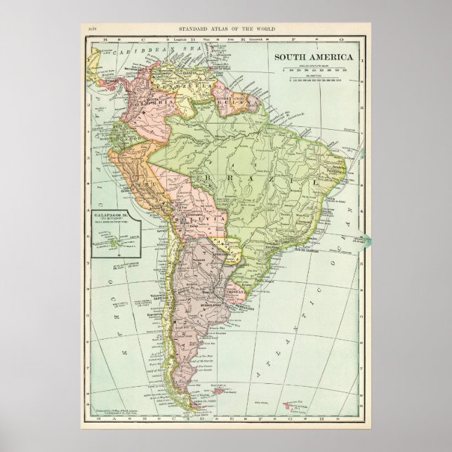 Vintage Map of South America Poster (Front)