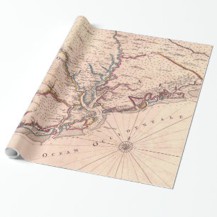 Vintage Map of South Carolina (1690) Wrapping Paper
