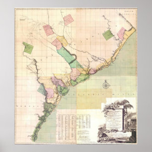Vintage Map of South Carolina (1757) Poster