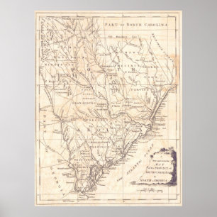 Vintage Map of South Carolina (1779) Poster