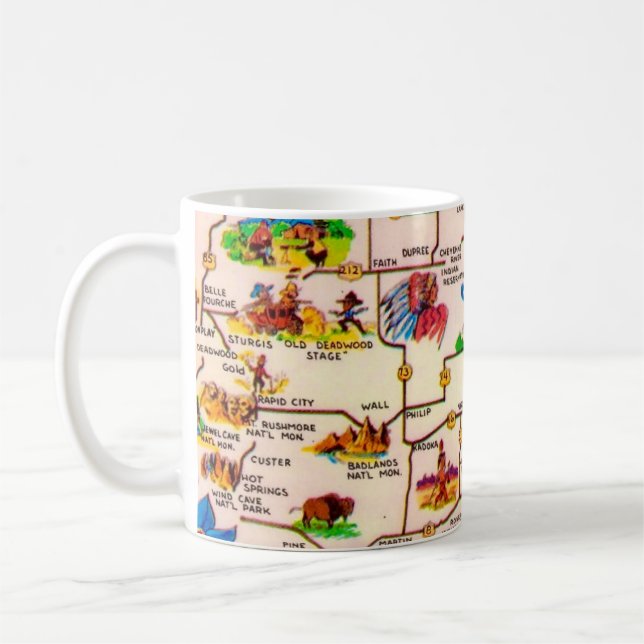 Vintage Map of South Dakota Mug (Left)
