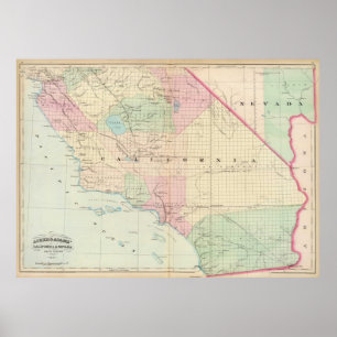Vintage Map of Southern California (1874) Poster