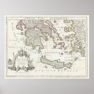 Vintage Map of Southern Greece (1794) Poster