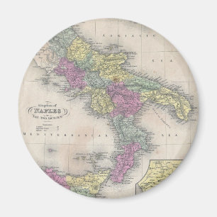 Vintage Map of Southern Italy (1853) Magnet