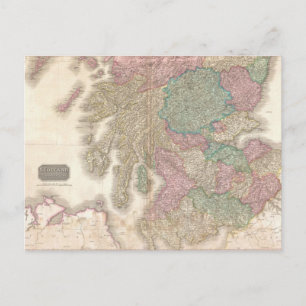 Vintage Map of Southern Scotland (1818) Postcard