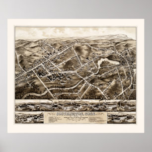 Vintage Map of Southington, Connecticut from 1878 Poster