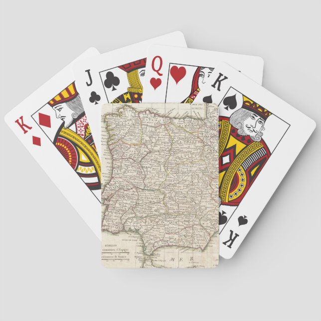 Vintage Map of Spain (1775) Playing Cards (Back)