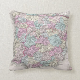 Vintage Map of Spain (1855) Cushion
