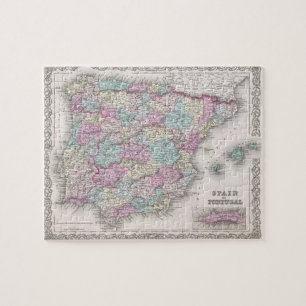 Vintage Map of Spain (1855) Jigsaw Puzzle