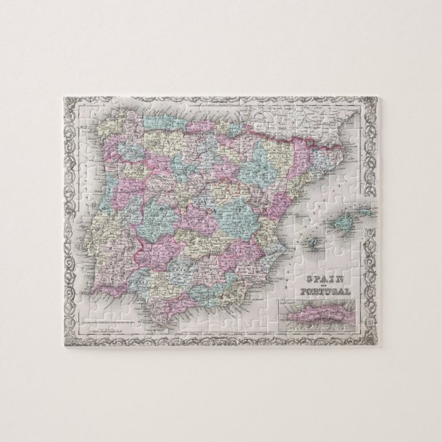 Vintage Map of Spain (1855) Jigsaw Puzzle (Horizontal)