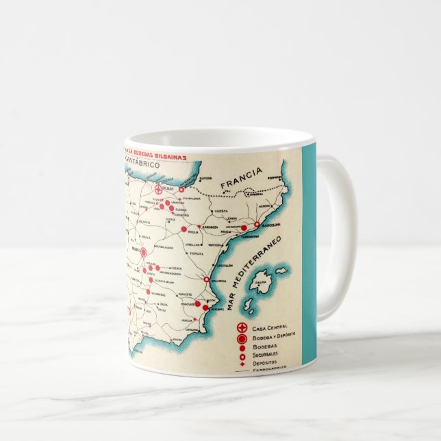Vintage Map of Spain Mug (Front Right)