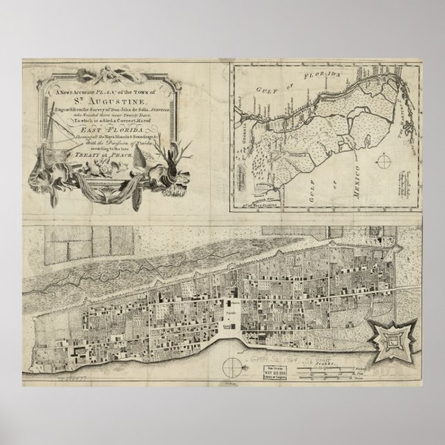 Vintage Map of St. Augustine FL (1764) Poster (Front)