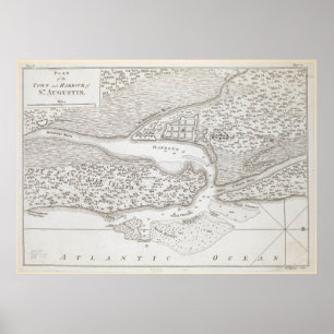 Vintage Map of St. Augustine Florida (1763) Poster