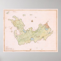 Vintage Map of St Barts Island (1785)