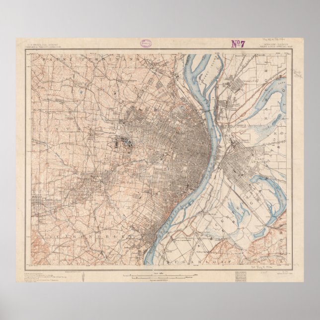 Vintage Map of St. Louis Missouri (1904) Poster (Front)