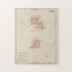 Vintage Map of St Lucia & Martinique (1781) Jigsaw Puzzle