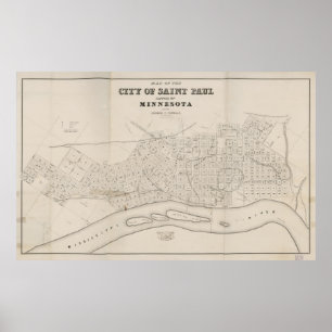 Vintage Map of St. Paul Minnesota (1860) Poster