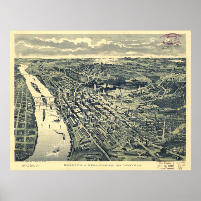 Vintage Map of St. Paul MN (1893) Poster (Front)