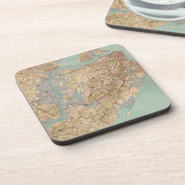 Vintage Map of Staten Island (1891) Coaster (Left Side)