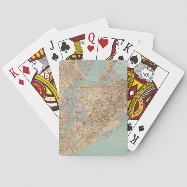 Vintage Map of Staten Island (1891) Playing Cards (Back)