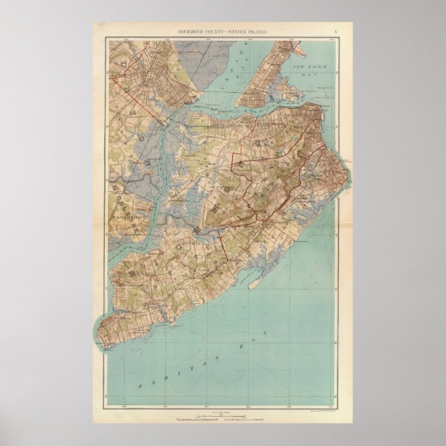 Vintage Map of Staten Island (1891) Poster (Front)